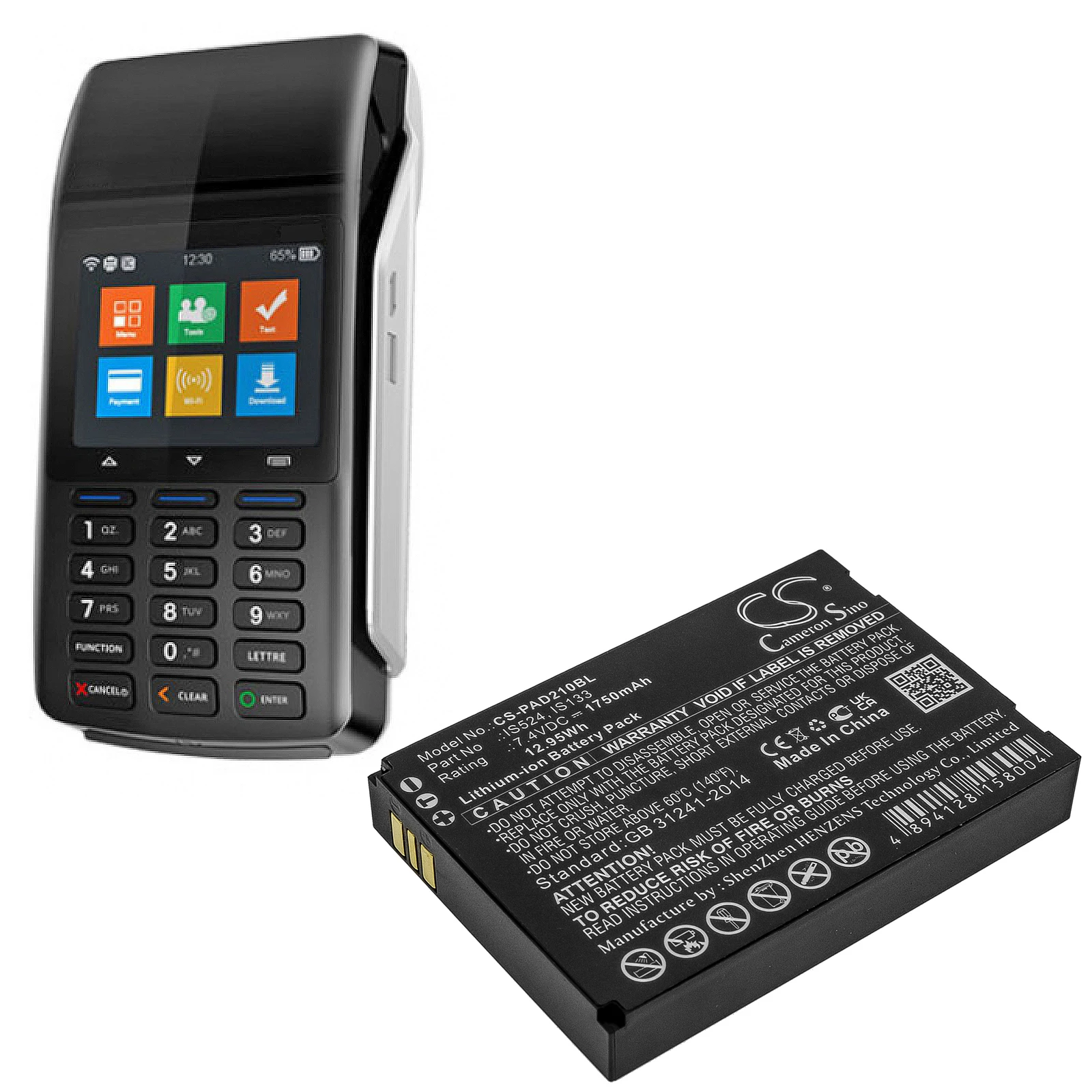 Cameron Sino 1750Mah Batteria Per Pax D210 D210 Gprs Mypos D210 Wifi D210 Bluetooth Is133 Is524
