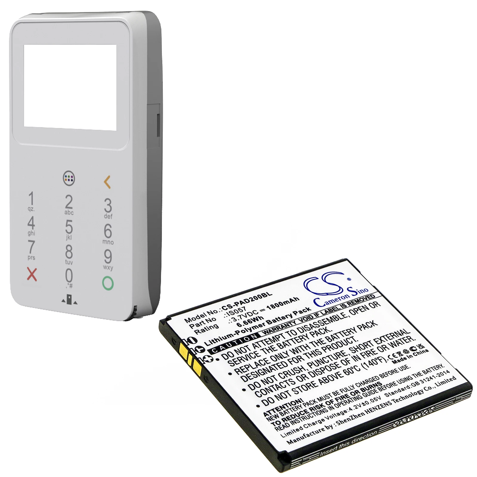 Batteria Cameron Sino 1800Mah Per Pax D200T Is275 D200 Mini Mypos D200 Is057