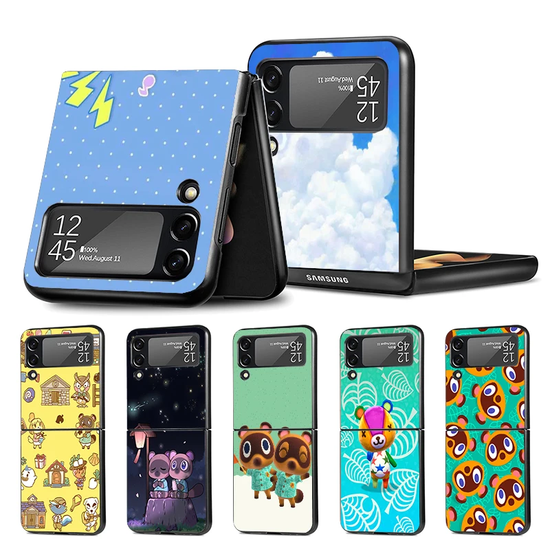 Animal C-Crossing New Horizons Z Flip 4 Z Flip 4 Phnoe Case Per Samsung Z Flip 3 5 5G Black Hard Shell Galaxy Zflip3 Zflip4 Zfli