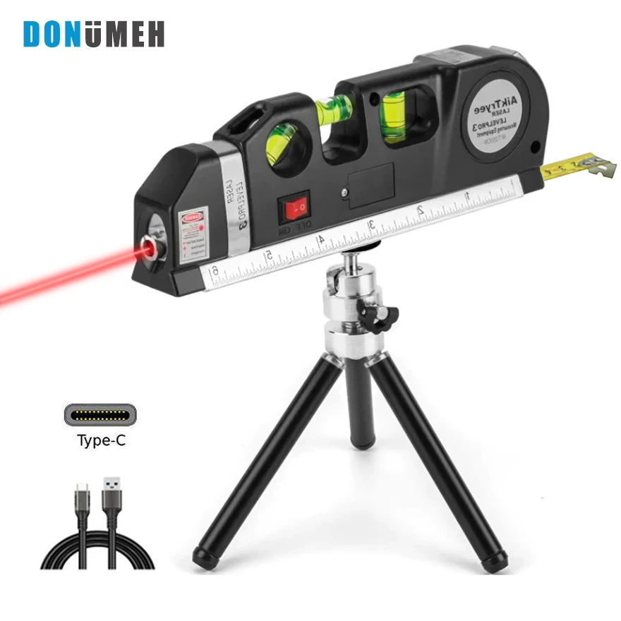 Livello Laser Usb Ricaricabile Horizon Vertical Measure 8Ft Aligner Righelli Standard E Metrici Laser A Livello Di Misura Multiuso