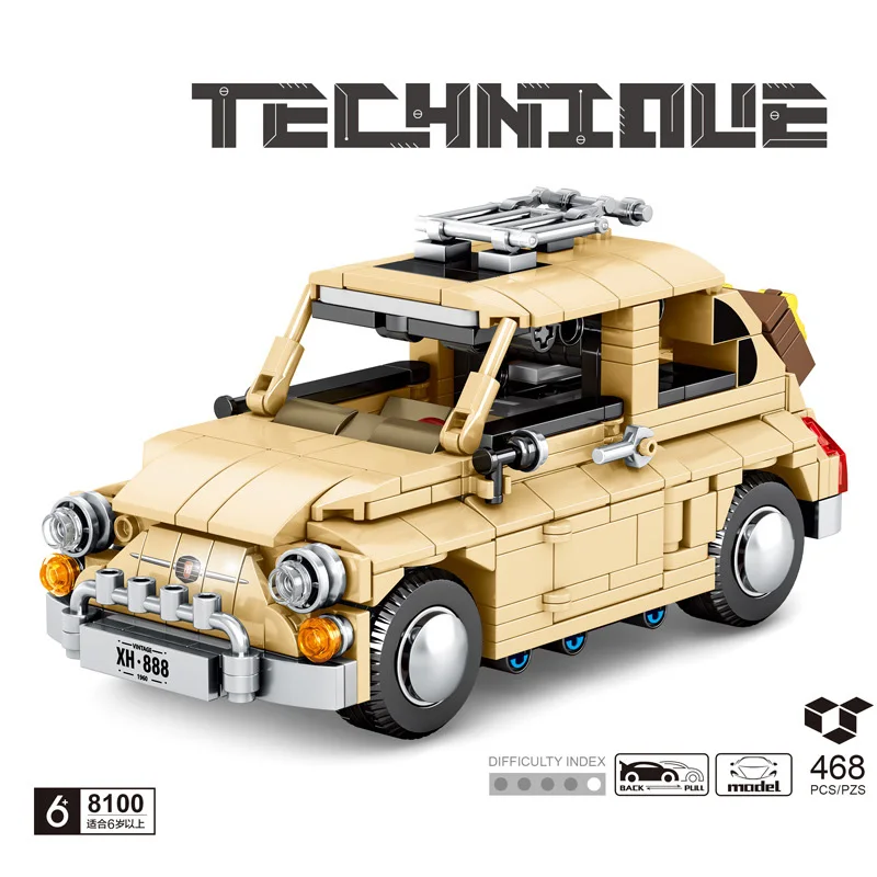 Moc Fiated 500 Yellow Car Building Blocks Mattoni Compatibili 10271 77942 Compleanno Regalo Di Natale Modello Di Automobile Giocattoli