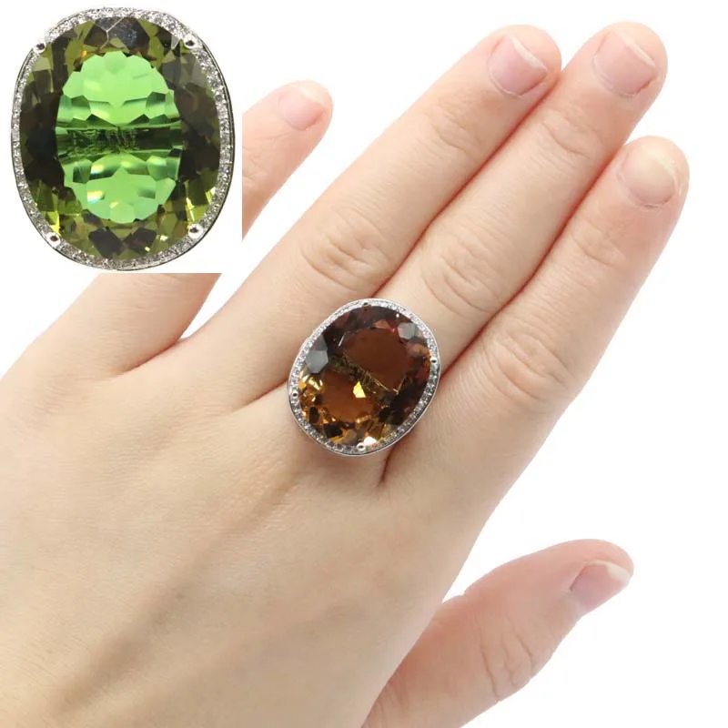25X21Mm Uniform Big Gemstone Zultanite Cambia Colore Alexandrite Topaz Cz Per Anelli Da Sposa In Argento Da Donna