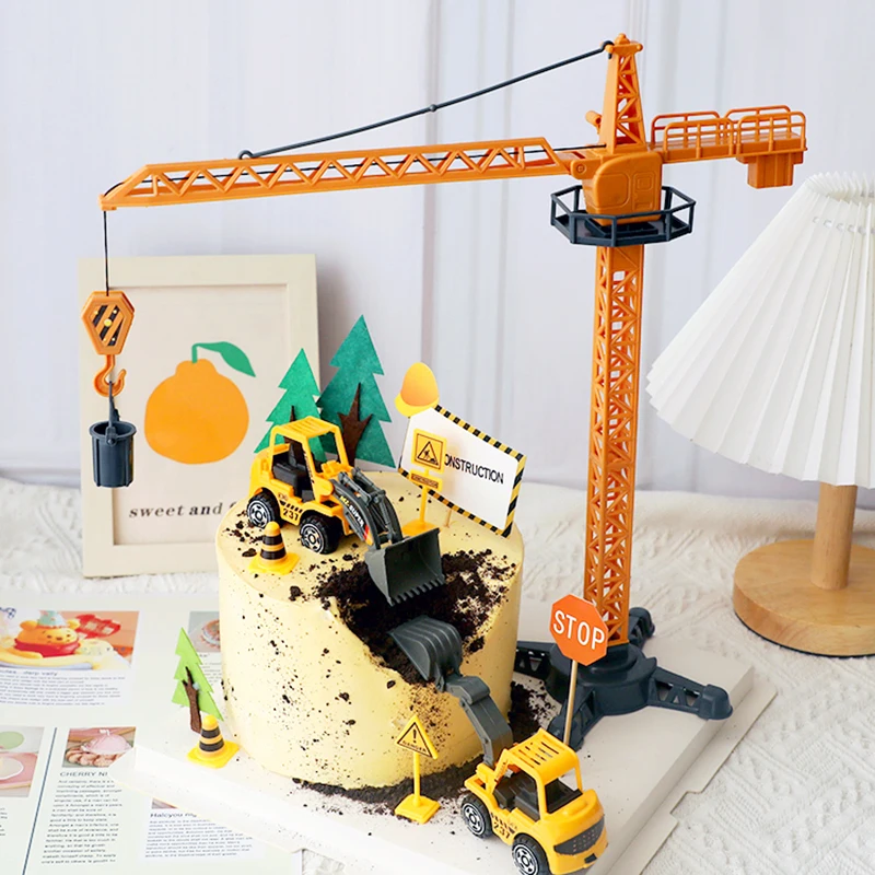 Big Crane Tractor Construction Birthday Cake Decor Topper Car Party Construction Party One Year Birthday Boy 1St Baby Shower
