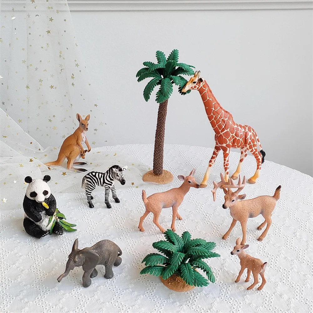 1 Pz Safari Animali Cake Decor Simulazione Elefante Canguro Panda Wild One Jungle Safari Cake Topper Happy Birthday Party Decors