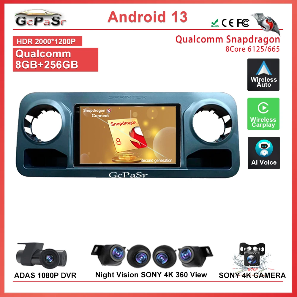 Autoradio Lettore Multimediale Autoradio Per Mercedes-Benz Sprinter 907 910 2018 + Android 11 Gps Carplay Auto 4G Video Stero