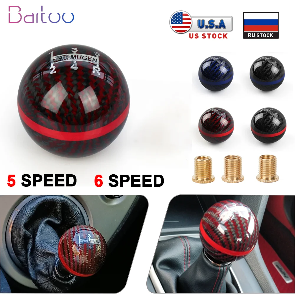 Mugen 5/6 Velocità Racing Pomello Del Cambio In Fibra Di Carbonio Blue/Red Line Jdm Style Gear Stick Head Per Honda Acura/Toyota Sfn013