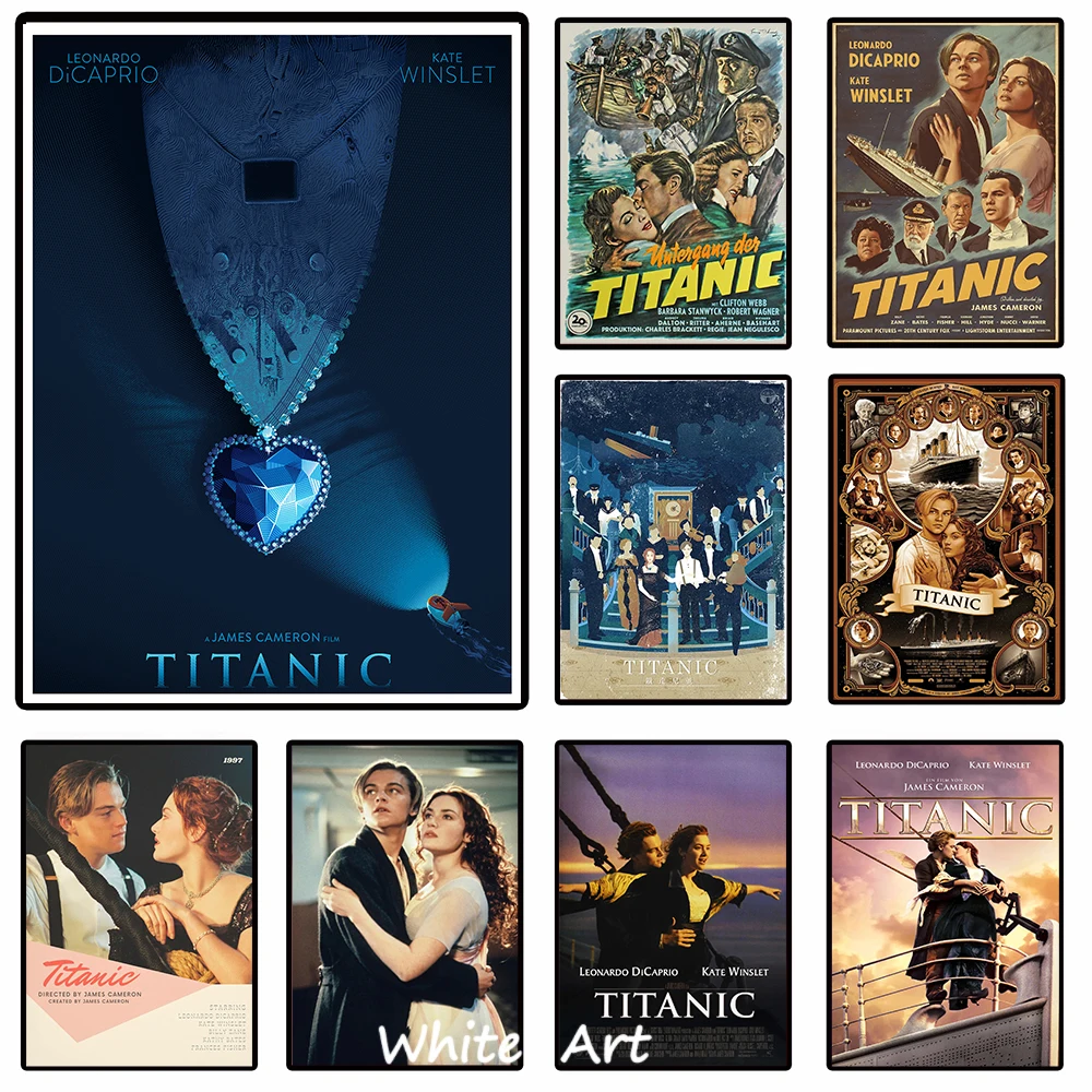 Vintage Classic Movie Titanic Poster Ocean Star Figure Canvas Paint Hd Print Modern Wall Art Picture Living Room Bedroom Decor