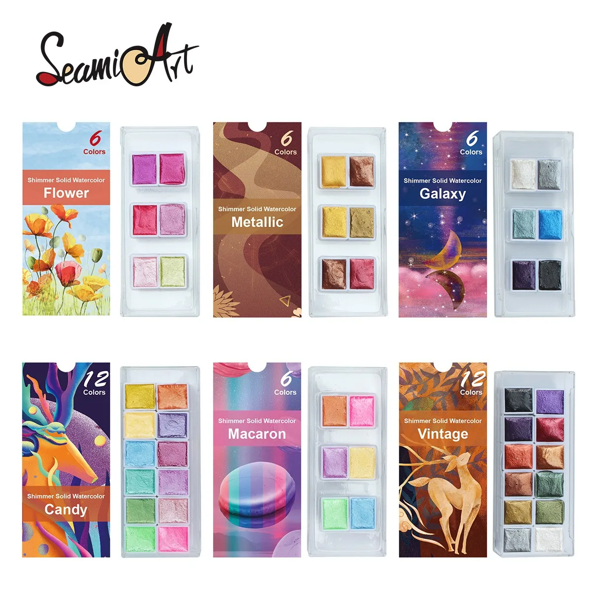 Shimmer 6/12 Colori Solid Acquerello Paint Metallic Macaron Vintage Candy Colors Pigment Set Per Art Painting Nail Design