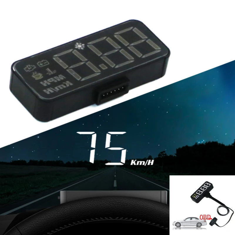 Auto Hud Obd2 Head-Up Display Parabrezza Velocità Proiettore Tachimetro Parabrezza Kmh/Miglio Acqua Temp Voltmetro
