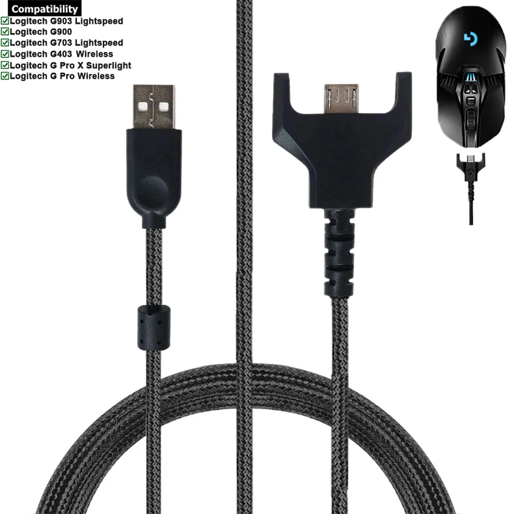 Cavo Dati Di Ricarica Usb Intrecciato Di Ricambio Per Logitech G403 G703 G900 G903 Lightspeed G Pro X Mouse Wireless Superlight