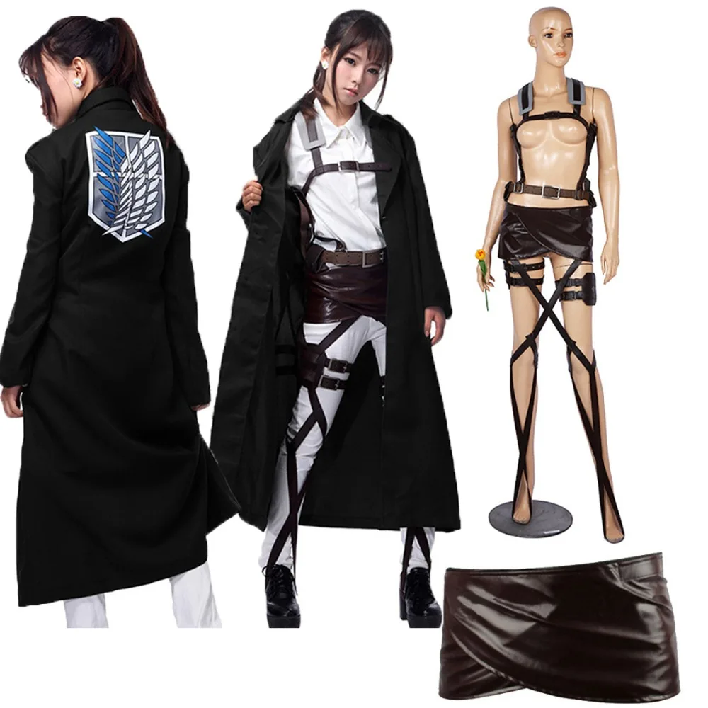 Hot New Shingeki No Kyojin Levi Rivaille Jacket Mantello Adulto Cosplay Costume Attack On Titan Scialle Nero Cintura Abito Shorts In Pelle