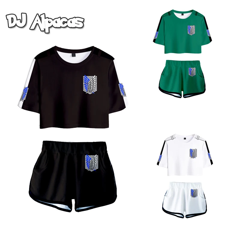 Anime Titans Attack Cosplay Attack On Titans Abbigliamento Pigiama Crop T Shirt Shorts Levi Sleeve Women Vest Giant Attack Clothes