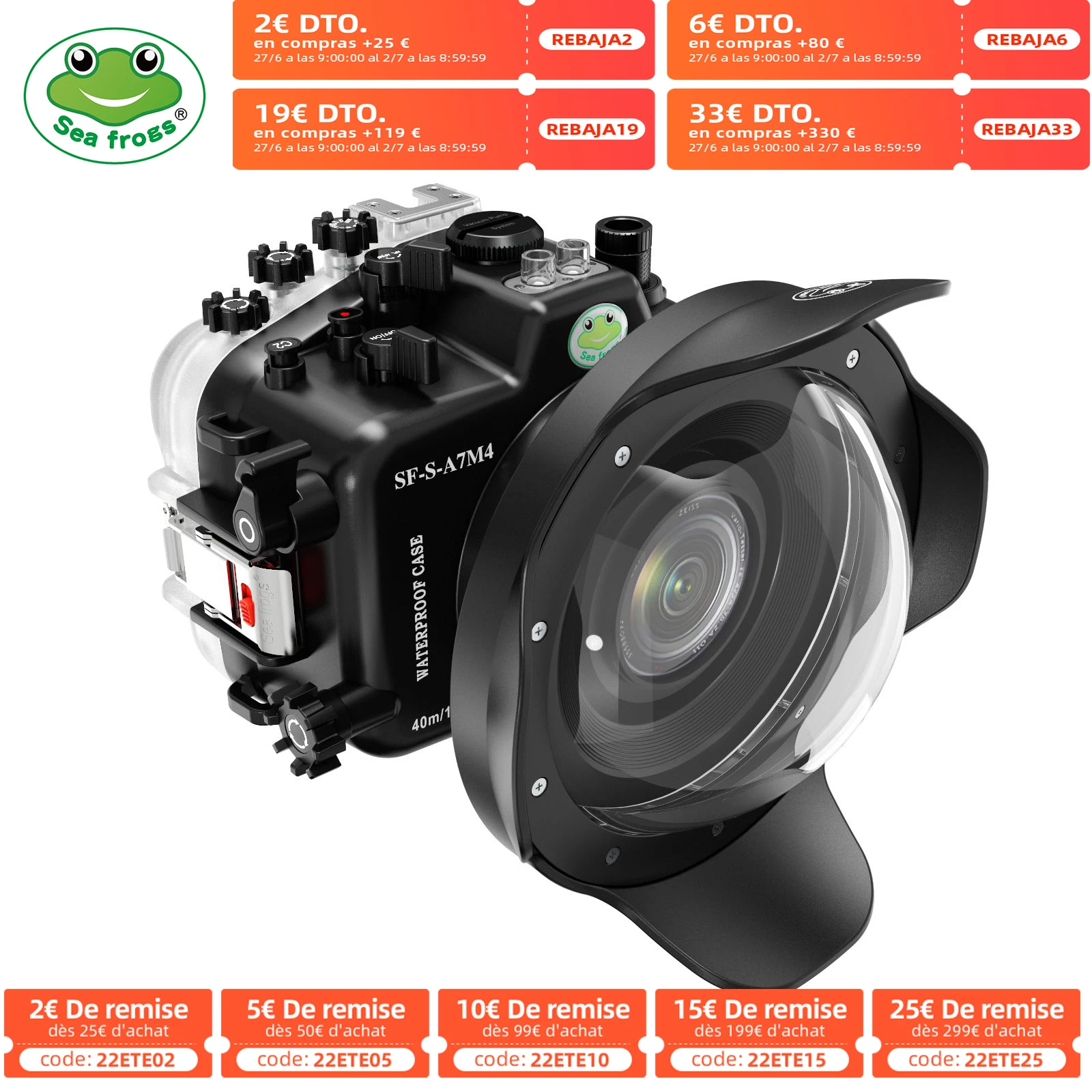 Custodia Per Fotocamera Subacquea Seafrogs 40M/130Ft Con Porta Dome Da 6 "Per Custodia Per Fotocamera Subacquea Sony Alpha 7 Iv (Ilce-7M4/Alpha 7 Iv)