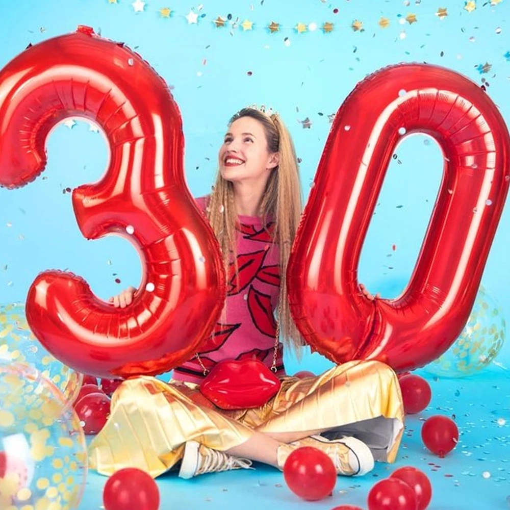 30 40 Pollici Gradiente Rosa Rosso Grande Numero Palloncini Foil 0 1 2 3 4 5 6 7 8 9 18 Anni Festa Di Compleanno Decorazione Festa Di Nozze