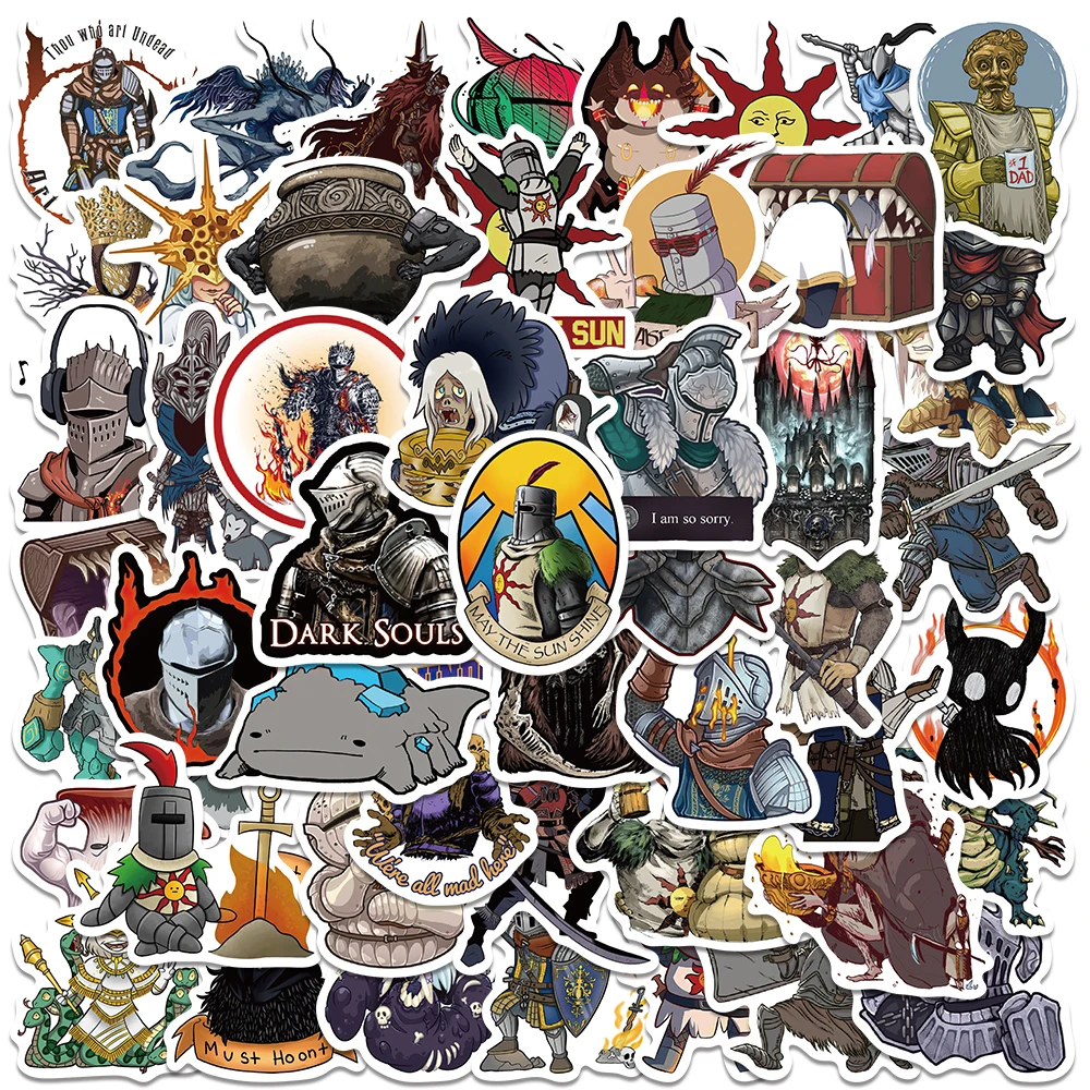 50Pcs Cartoon Game Dark Souls Stickers Per Laptop Water Bottle Bagaglio Notebook Impermeabile Graffiti Vinyl Phone Decalcomanie