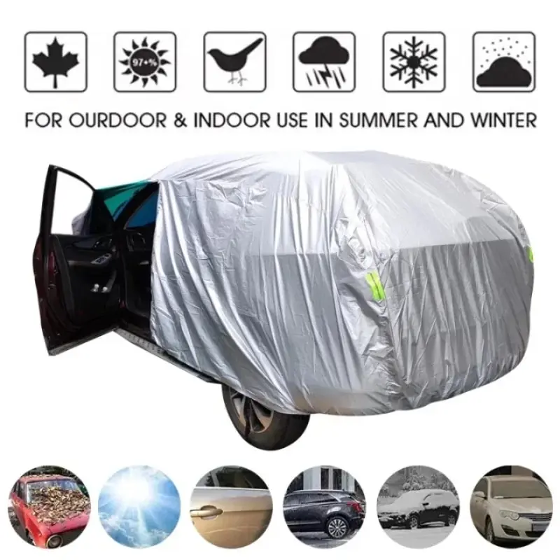 Universal Suv/Sedan Full Car Covers Outdoor Waterproof Sun Rain Snow Protection Ombrello Uv Silver S-Xxl Auto