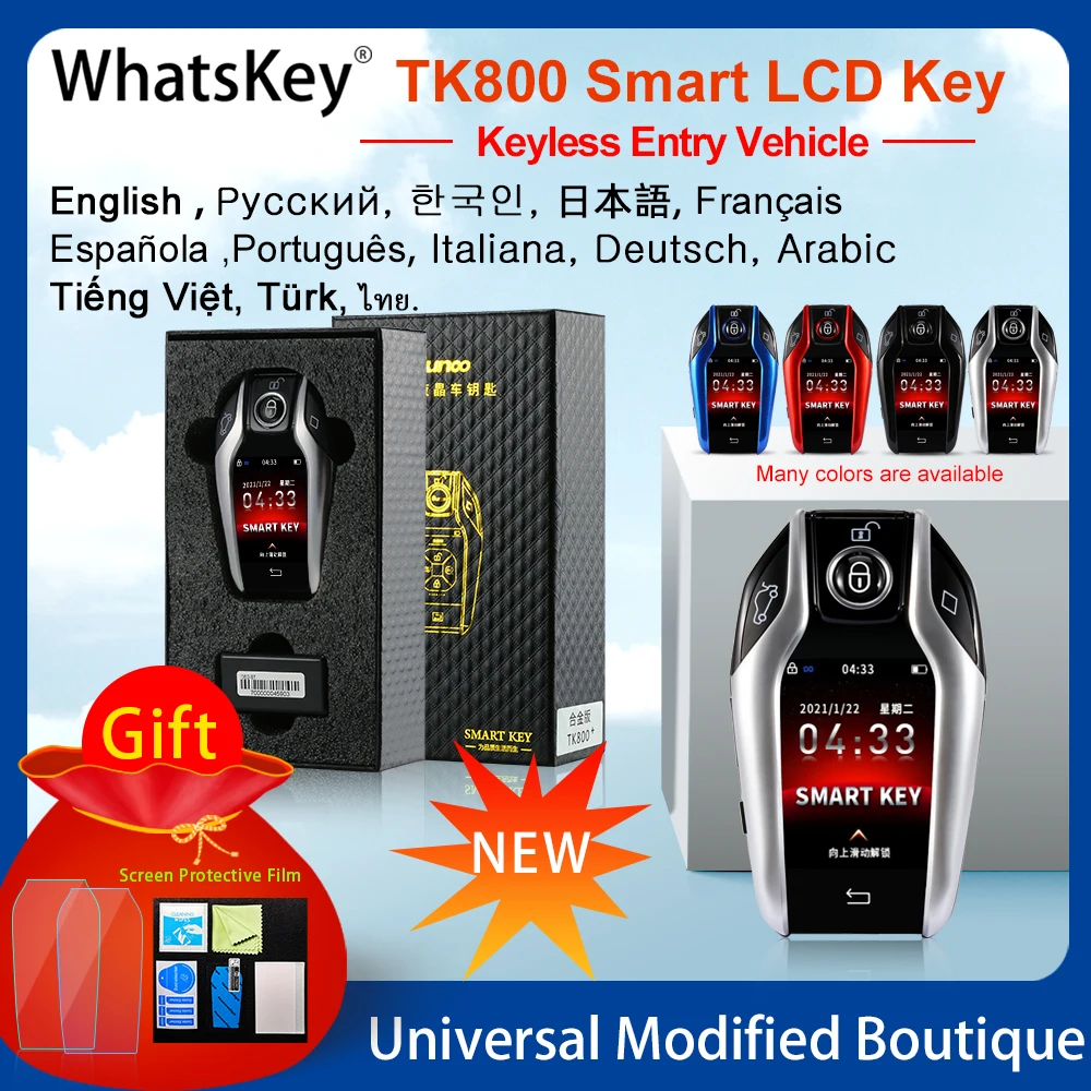 Coreano/Inglese Smart Universal Key Lcd Tk800 Per Toyota/Honda/Nissan/Mazda/Suzuki/Bmw Keyless Entry Remote Start Smart Key