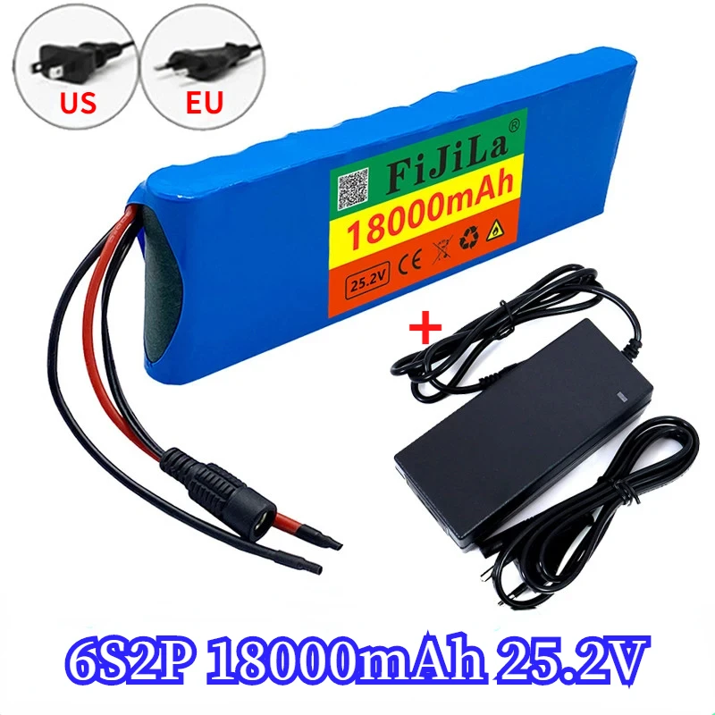 24V 18000Mah 6S 2P 18650 Lithium-Akku 25,2 V 18000Mah Mit Bms Fur Elektrische Fahrrad Ciclomotore + 2A Batteria Ladisegerasse