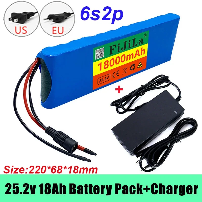 24V 18000Mah 6S 2P 18650 Lithium-Akku 25,2 V Mit Bms Fur Elektrische Fahrrad Ciclomotore + 2A Batteria Ladegercorner