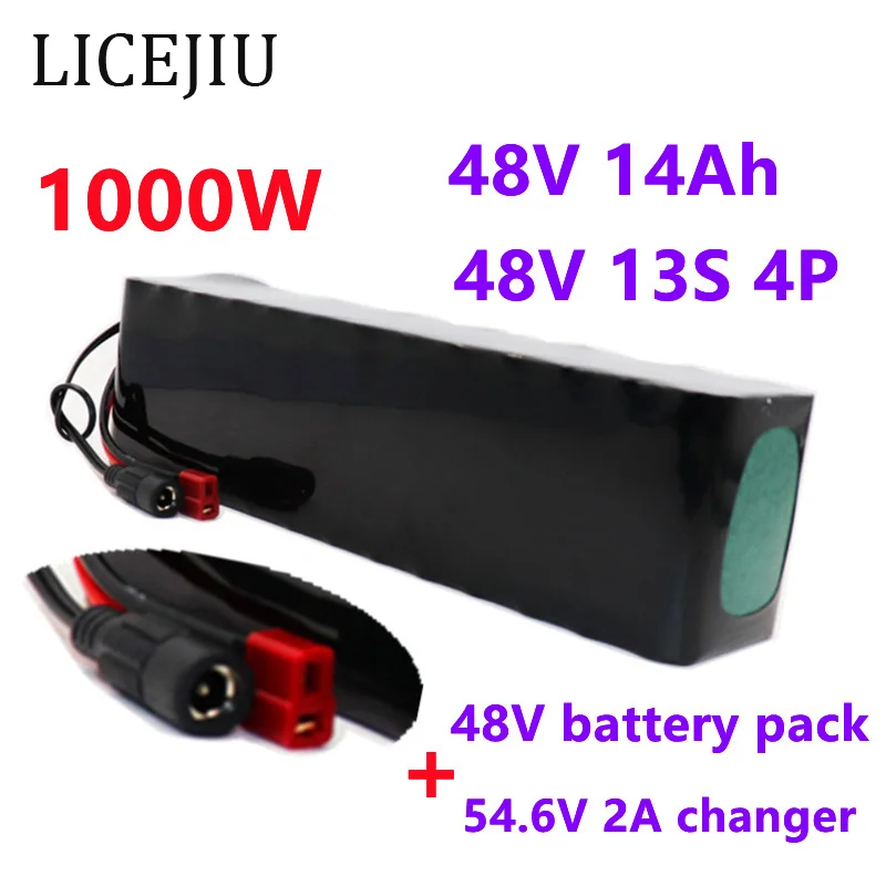 48V Akku Bateria 13 S4P Elektroauto 48V 14Ah Elektro Fahrrad 1000W Batterie Al Litio Und 2A Ladegerasse