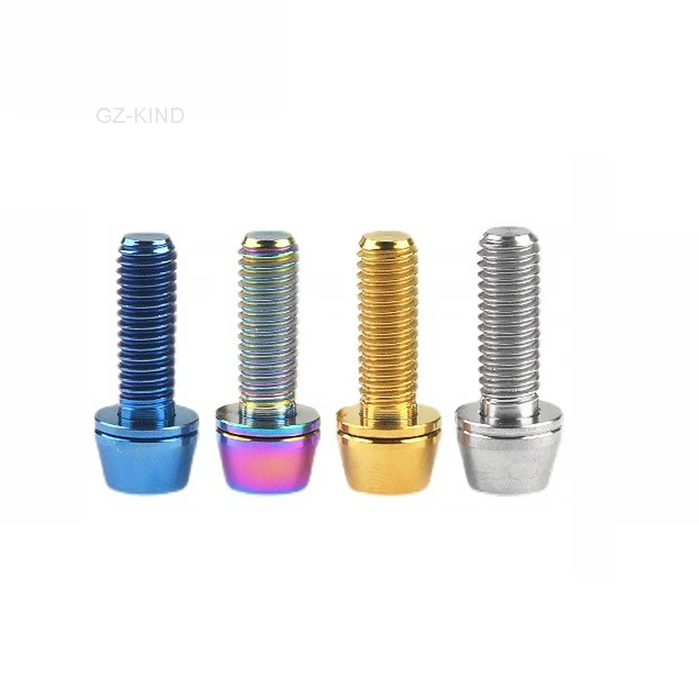 1 Pz M6 Titan Legierung Bolzen 16/18/20Mm Kegel Kopf Mit Scheiben Fur Fahrrad Radfahren Motorrad Auto