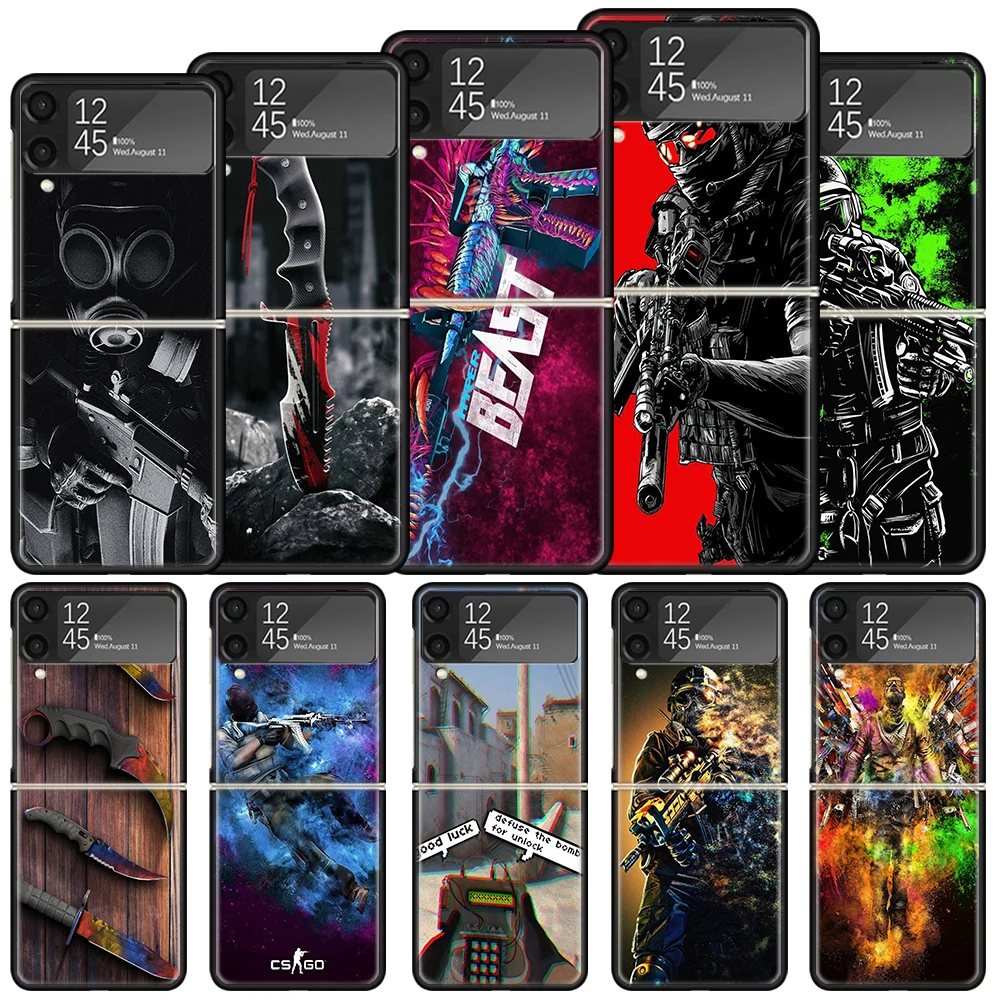 Counter Strike Cs Go Custodia Rigida Antiurto Per Samsung Galaxy Z Flip 4 5 3 5G Cover Per Telefono Z Flip3 Flip4 Flip5 Black Fundas Shell