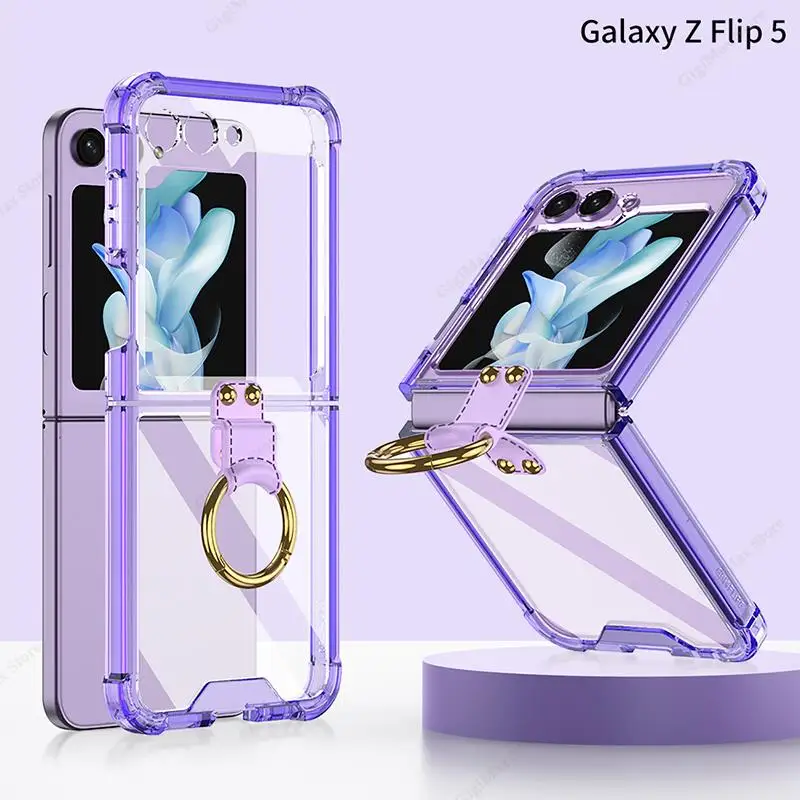 Custodia Trasparente Galaxy Z Flip 5 4 3 Flip5 Cover Antiurto Per Samsung Galaxy Z Flip 5 Flip4 Flip5 Flip3 Custodia Con Anello Z Flip5 Funda