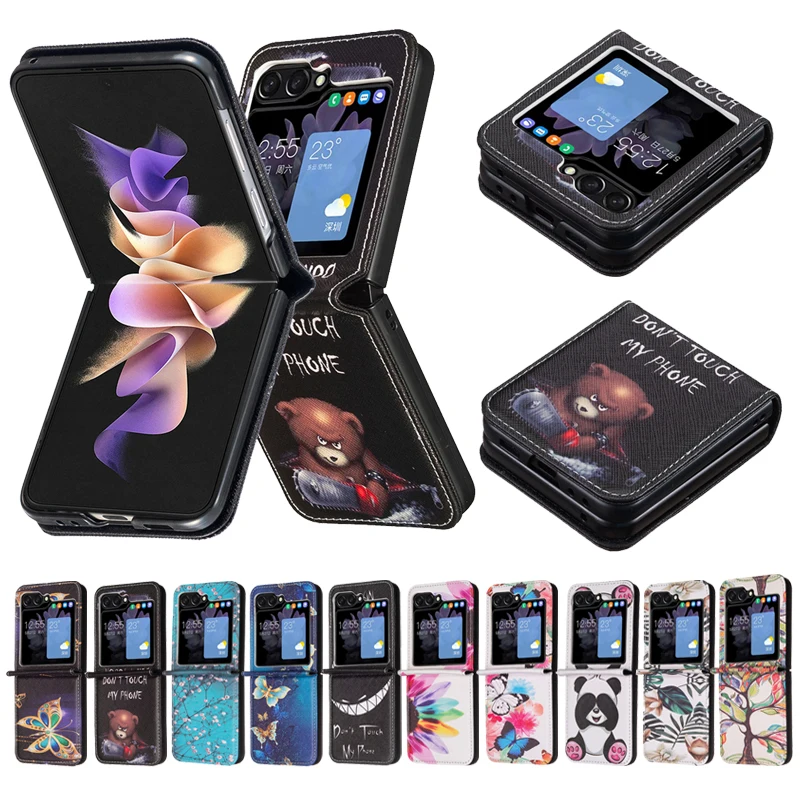 Portafoglio Modello Cartone Animato Colorato Flip Cover In Pelle Per Samsung Galaxy Z Flip 5 Z Flip 4 Z Flip 3 Magnetic Flip Z Flip5 4 3 Case