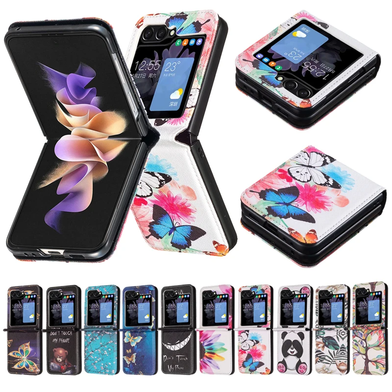 Per Samsung Galaxy Z Flip 5 Z Flip 4 Z Flip 3 Magnetic Flip Z Flip5 4 3 Custodia Portafoglio Modello Cartone Animato Colorato Flip Leather Cover