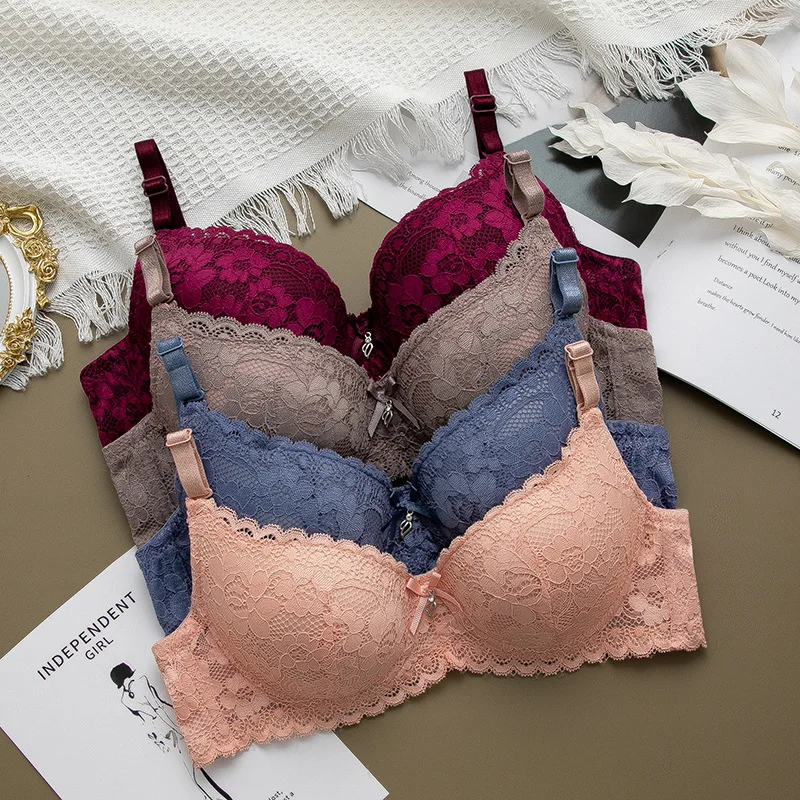 Plus Size 90B Reggiseno Push Up Reggiseni Di Pizzo Traspirante Biancheria Intima Sexy Per Le Donne Bralette Lingerie Intimates Ropa Interior Femenina