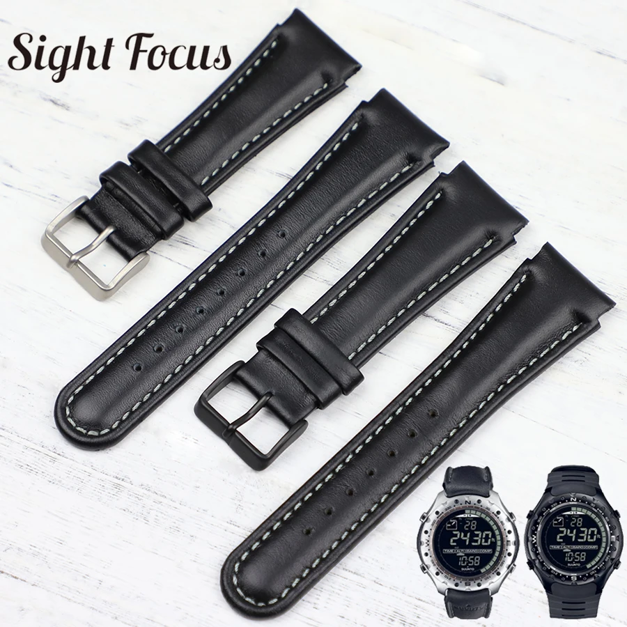 Cinturino Per Orologio In Vera Pelle Nera Da 22Mm Per Orologio Suunto X-Lander Bracciale Da Braccio De Montre Uhrenarmband Fit Suunto X-Lander