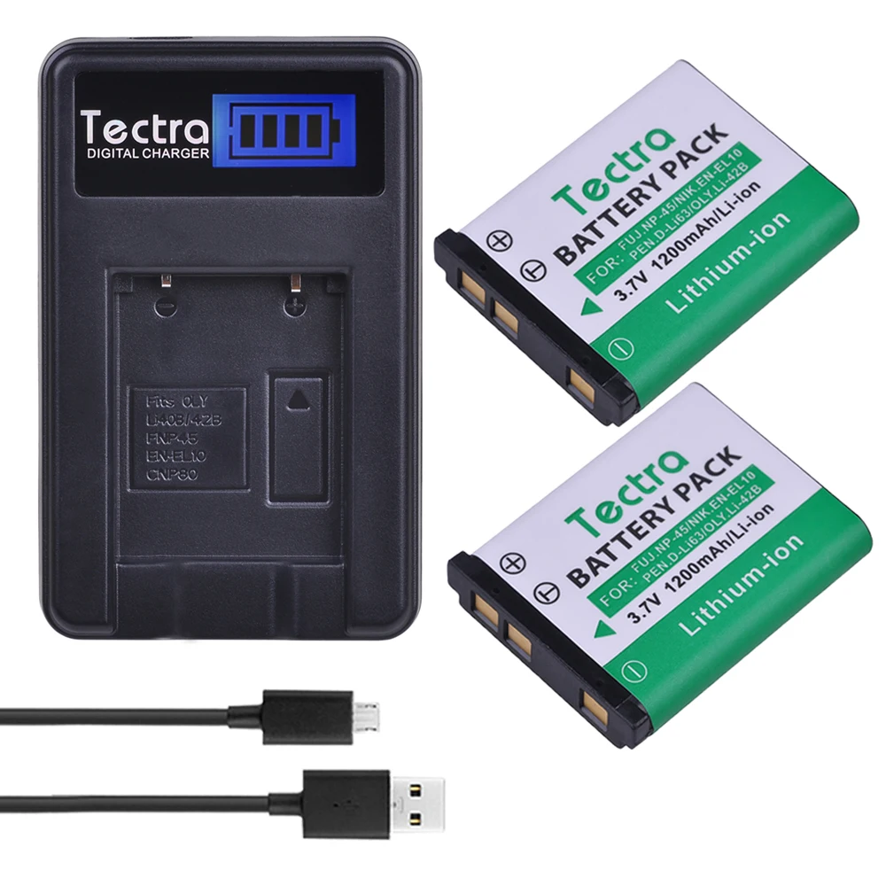 Batteria Enel10 En-El10 1200Mah + Caricatore Usb Lcd Per Fotocamera Nikon Coolpix S4000 S210 S220 S205 S230 S570 Fuji Finepix Xp90 Slr