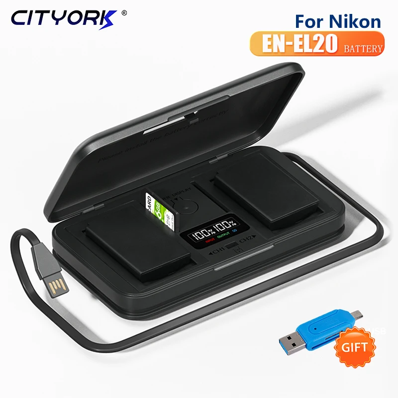En-El20 En-El20A En El20 Batteria Della Fotocamera + 5-In-1 Custodia Di Ricarica Della Batteria Della Fotocamera Per Nikon Coolpix P1000 950 J1 J2 J3 