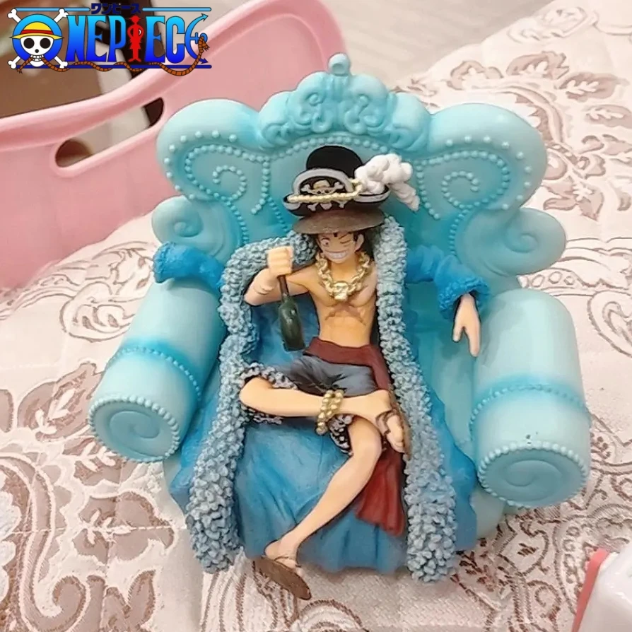 Anime One Piece 20Th Luffy Blue Clothes King Sofa Anniversary Of Two Dimensions Animation Peripheral Pvc Action Figure Toy Gift