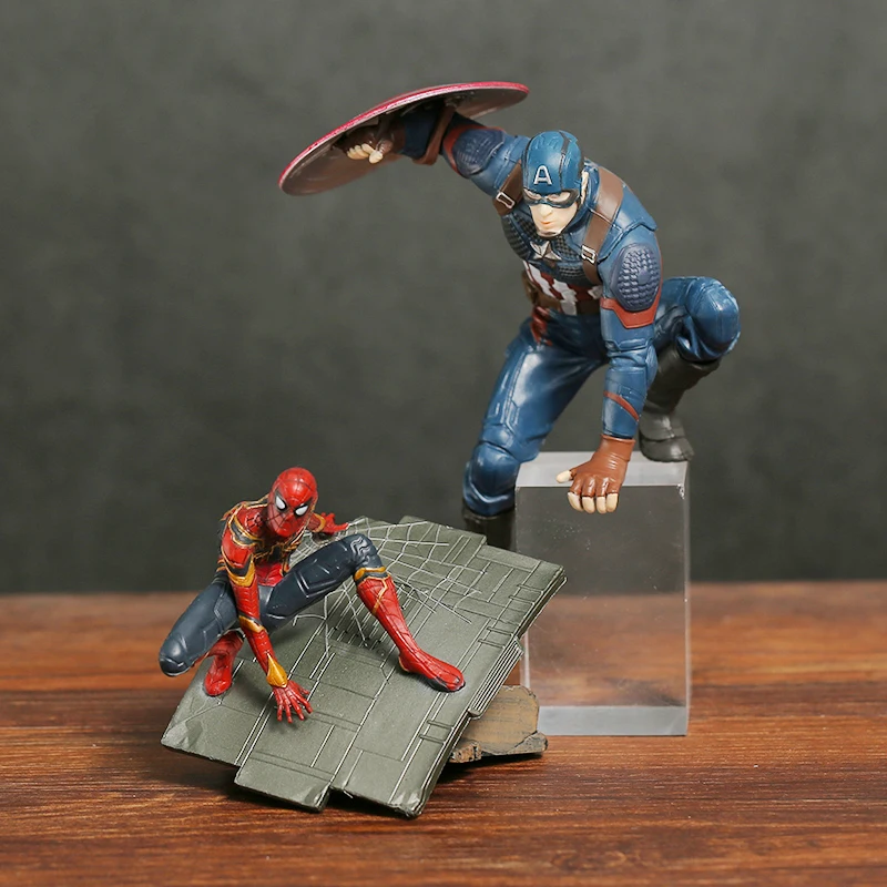 Avengers Captain America Spiderman Iron Man Mark Mk 50 Mini Pvc Figure Model Toys Collection Doll Gifts