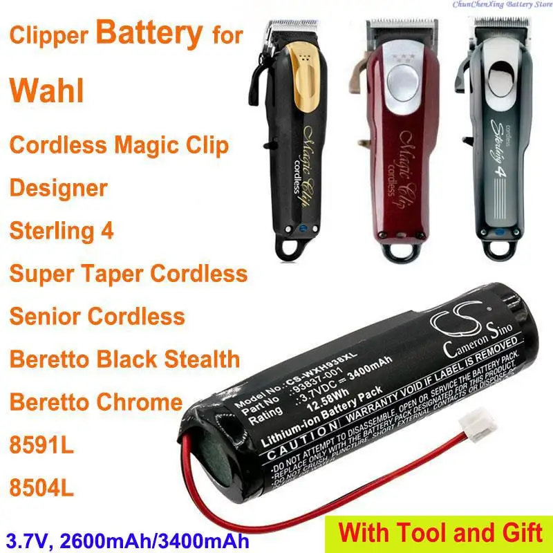 Orangeyu 2600Mah/3400Mah Batteria Per Wahl Cordless Magic Clip, Designer, Sterling 4, Super Taper Cordless, Senior Cordless