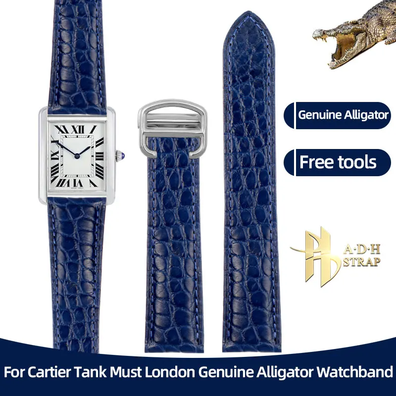 Bracciale In Pelle Di Coccodrillo Per Caitier Tank Must London Cle De Cartier Cinturino In Pelle W5200027/24 W5200005 Cinturino 18 20 22Mm