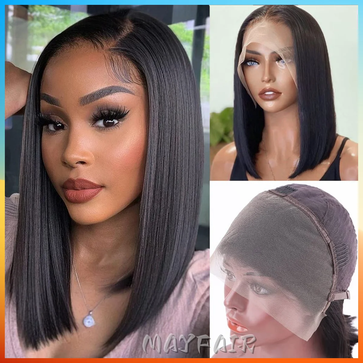Bone Straight T T Part Short Bob Wig Nature 4X 4 Lace Closure Parrucche Per Capelli Umani Per Donne Nere Parrucca Frontale Peruviana Glueless 13 X4 Hd