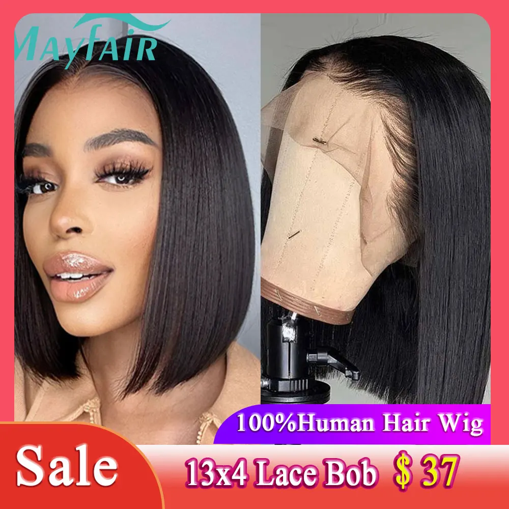 Bone Straight T T Part Short Bob Wig Nature 4X 4 Lace Closure Parrucche Per Capelli Umani Per Donne Nere Parrucca Frontale Peruviana Glueless 13 X4 Hd