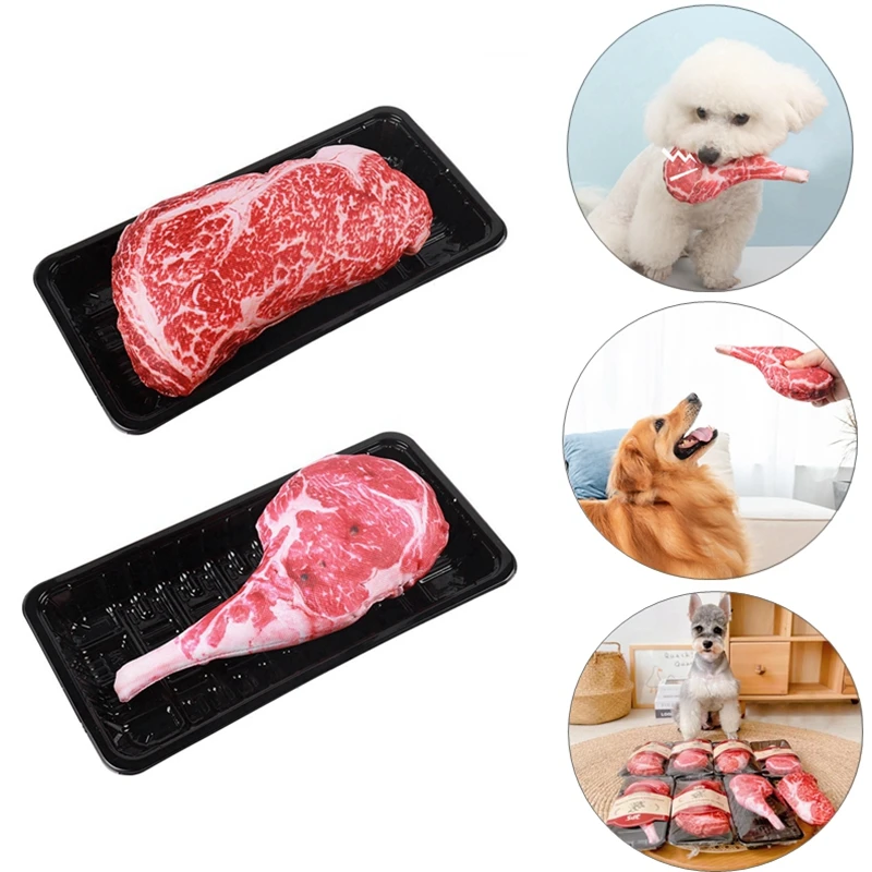 Puppy Chew Training Pulizia Dei Denti Bastone Molare Sapore Di Manzo Pet Giocattolo Molare Simulazione Squeaky Bone Steak Shape Toy Pet Supplies