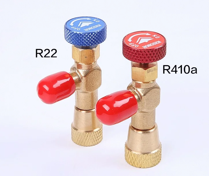 De Seguranca Llquido Valvula R410A R22 Ar Condicionado Refrigerante 1/4 "Adattatore Di Reparacao De Ar Condicionado E Fluoreto De