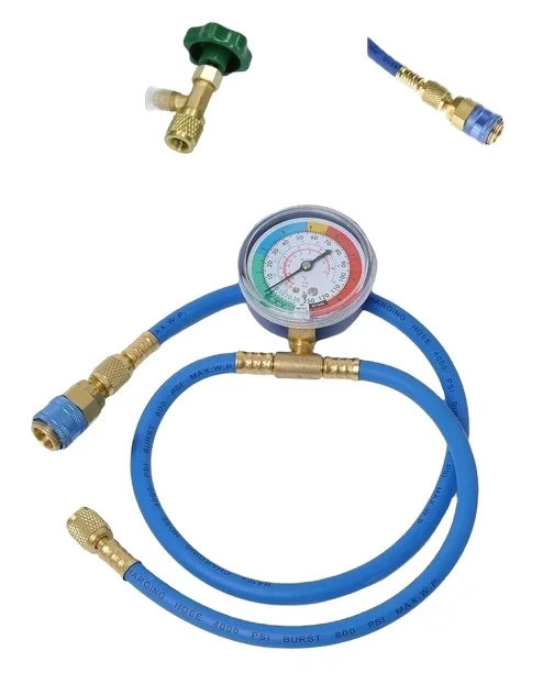 R134A R22 R410A R404A Refrigerant Charging Hose With Gauge Recharge Measuring Tool A/C