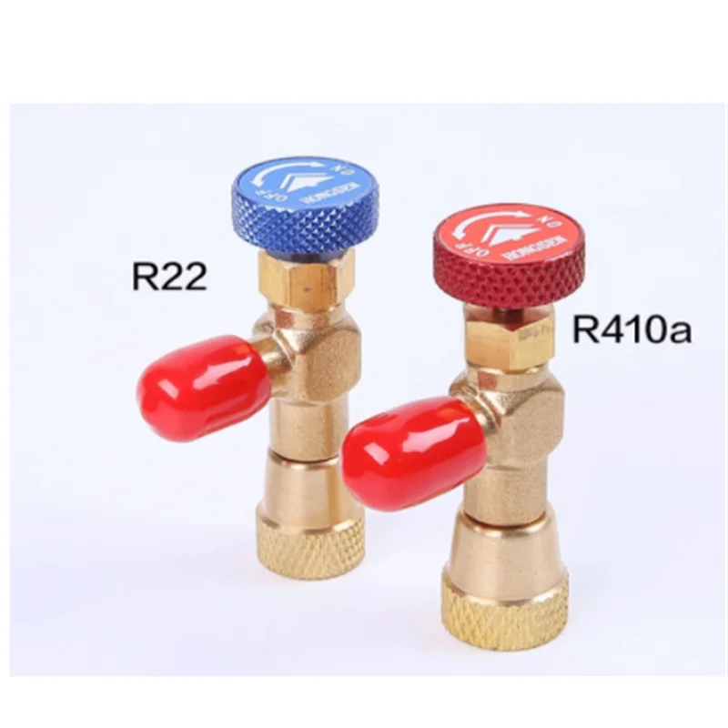 De Seguranca Llquido Valvula R410A R22 Ar Condicionado Refrigerante 1/4 "Adattatore Di Reparacao De Ar Condicionado E Fluoreto De