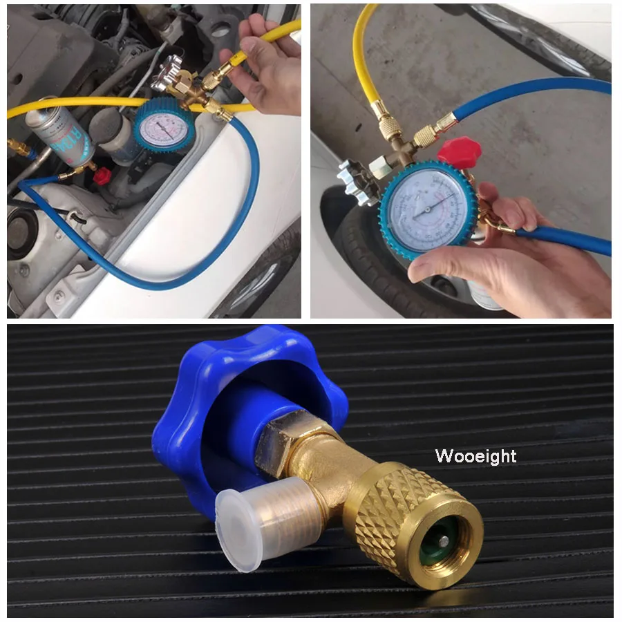 Wooeight 1Pc 1/4 Auto Car Ac Can Tap Valve Apribottiglie Per R22 R134A R410A Gas Refrigerante Aria Condizionata Strumenti In Ottone