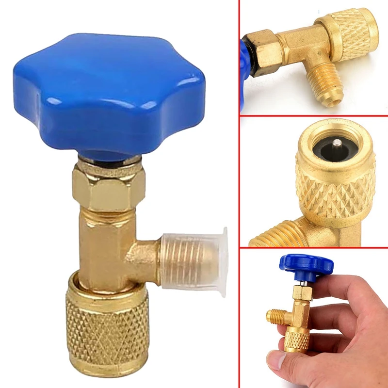 Bassa Pressione Valvola Di Erogazione Bottiglia Opener 1/4 Sae Connettore Gas Bombola Di Refrigerante Possibile Toccare Per R22 R134A R410A