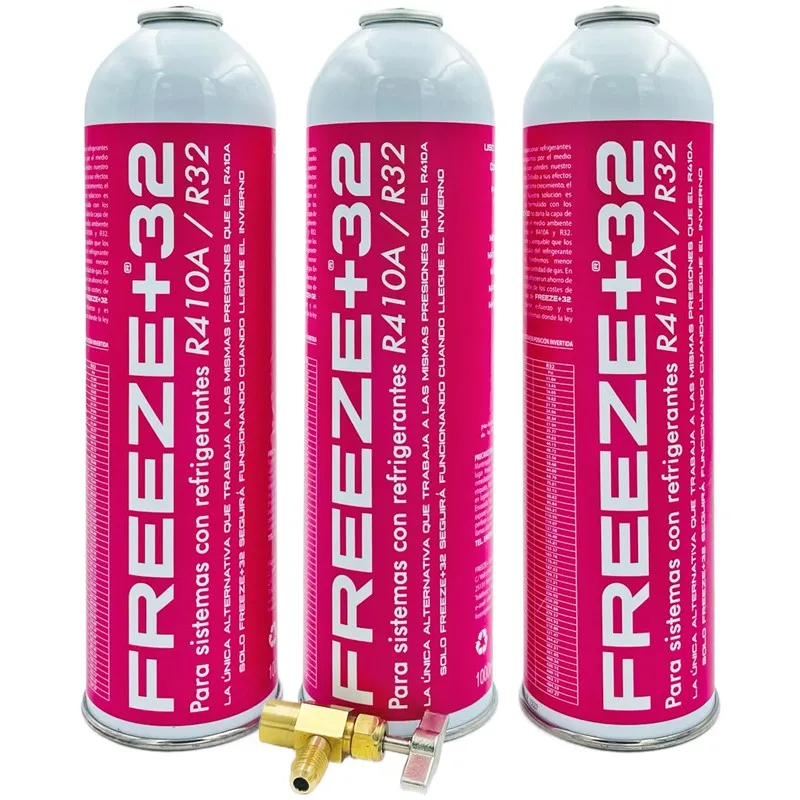 3 Bottiglie Congelano Il Gas Refrigerante Ecologico + 32 R410A-R32 + Rubinetto Di Servizio