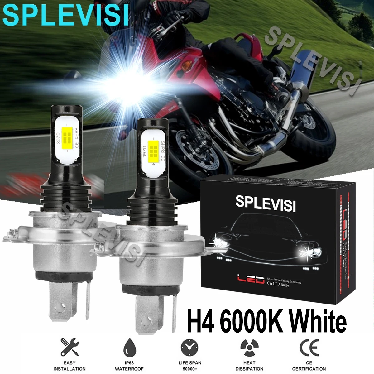2X 70W White Motorcycle Headlight For Suzuki Bandit 1200 1997-2005 Bandit 600 1996-1999 Bandit 400 1991-1993 Vx800 1990-1993