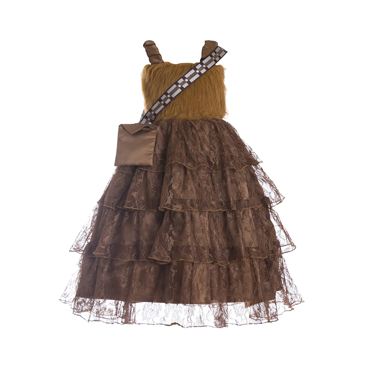 Star Chewy Chewbacca Furry Chocolate Brown Cotton Foderato Top Tutu Party Dress Costume Family Girls Wars Costume Leia Rey Bb8