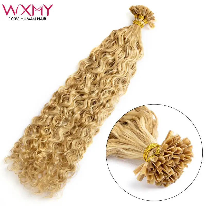 Water Wave V Tip Hair Estensioni Dei Capelli Umani Bionda Keratina Fusion Capelli Umani 12-24 Pollici Remy Hair Extension 50Pc Spedizione Gratuita