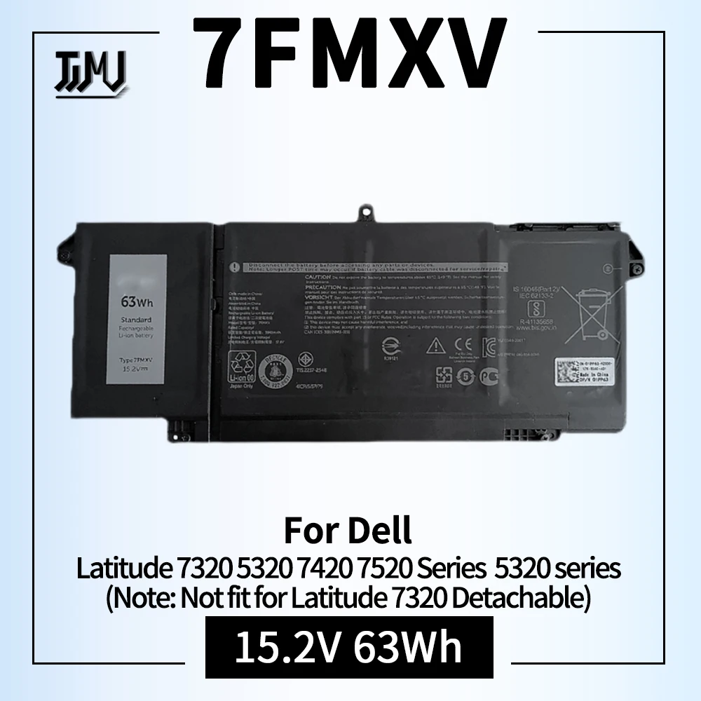 Sostituzione Batteria 7Fmxv A 4 Celle Per Dell Latitude 5320 7320 7420 7520 Latitude 5320 2-In-1/7320 2-In-1/7420 Serie 2-In-1